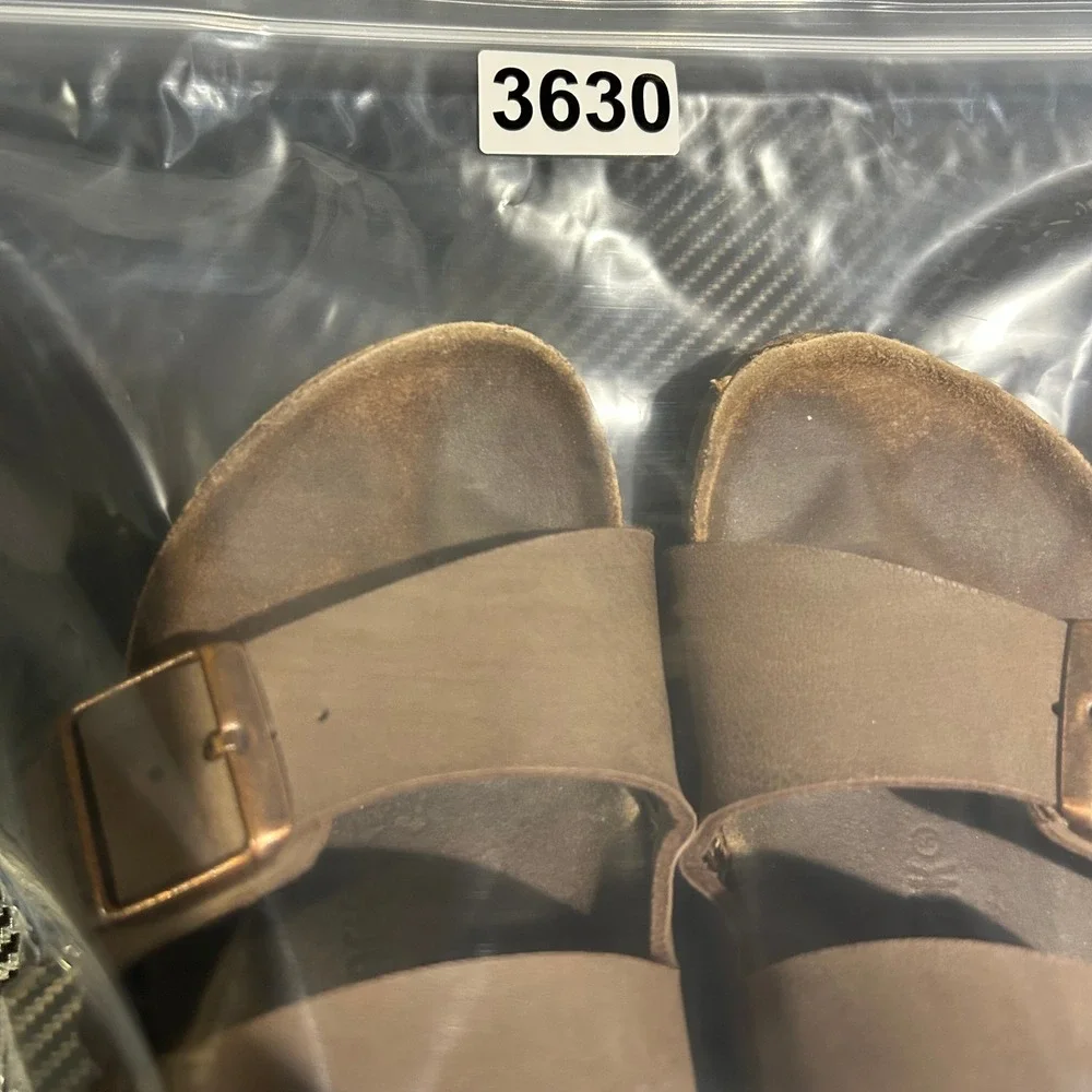 Birkenstock Arizona Sandals Womens 37 Brown Birko-Flor Two Strap Slide Comfort